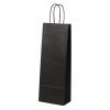 Papīra maisiņi pudelēm 14x8x39cm ar vītiem rokturiem, melni, 110gsm