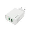 Adapteris ColorWay 2xUSB, Quick Charge 3.0, 36 W, 3.0 A, balts