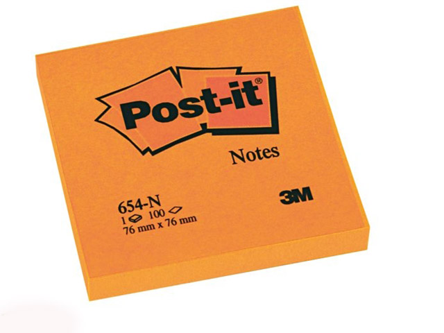 Līmlapiņas 76x76mm, neona oranžas, 100lp., Post-It