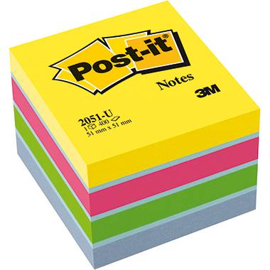 Līmlapiņu mini kubs 51x51mm, neona krāsas, 400lp., Post-it Ultra