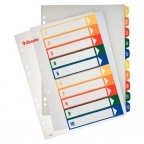 Dokumentu atdalītāji, 1-10, Maxi A4+ (245x297mm ) krāsaini, polipropilēna, Esselte