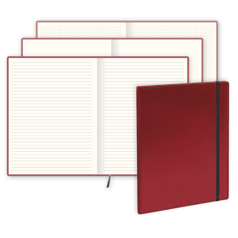 Piezīmju grāmata Flex, sarkans ar melnu gumiju, L, līnijas, Eko (41015064L)