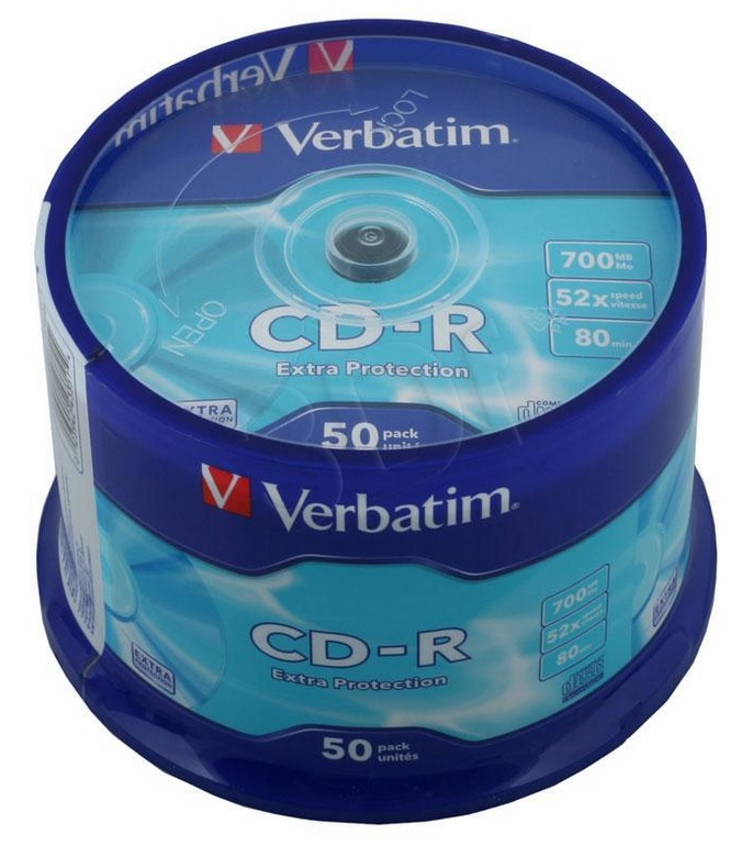 CD-R matricas Verbatim, 700 MB, 52x, extra protection, spindle, 50 gab.