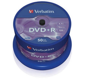 DVD+R matricas Verbatim, 4.7GB, 16x, spindle, 50 gab.