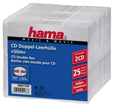 CD/DVD vāciņi slim, Hama, caurspīdīgi, 25 gab.