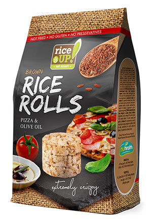 Galetes mini, brūno rīsu, ar picas garšvielām un olīveļļu, Rice Up, 50g