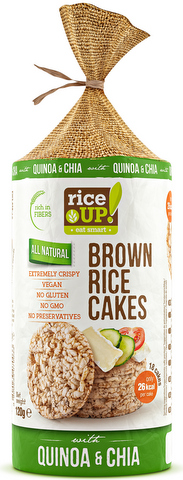 Galetes, brūno rīsu, ar čia un kvinoju sēklām, Rice Up, 120g