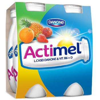 Jogurta dzēriens ar multiaugļu garšu, Actimel, 4 x 100g