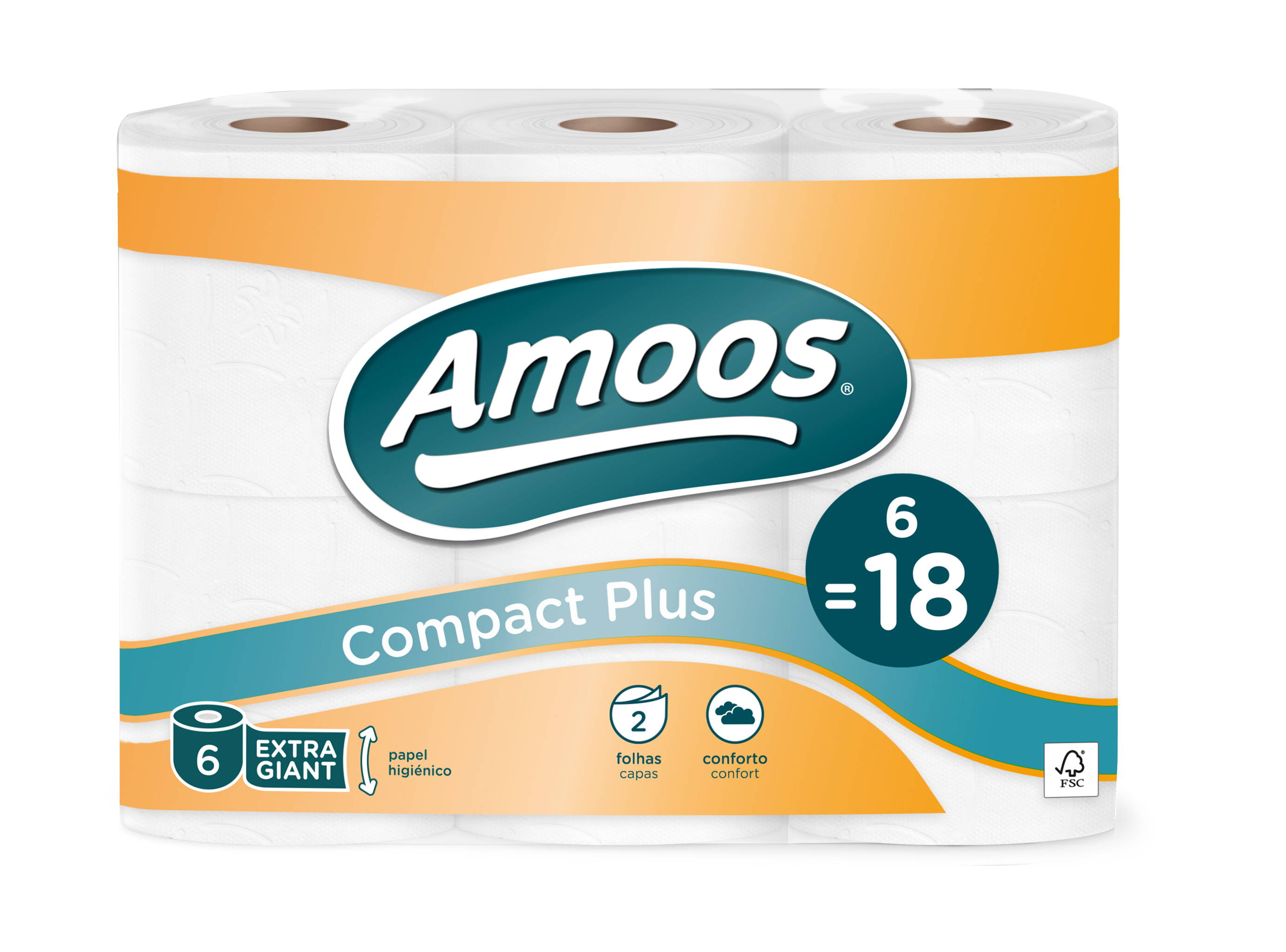 Tualetes papīrs Amoos Compact plus, T4, 2 slāņi, 6 ruļļi/iep.