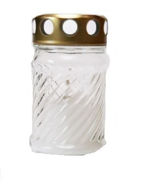 Āra svece ar vāciņu, 11cm, 6 cm diam., stikls, balta